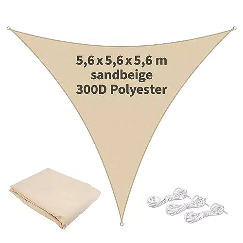 TTL Garden Sonnensegel Dreieck 5,6m - Premium Polyester 300D für Garten & Terrasse