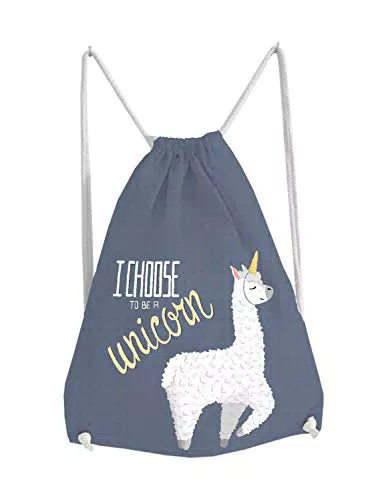 Lama Turnbeutel "I Choose to be a Unicorn" – Motiv auf der Vorderseite