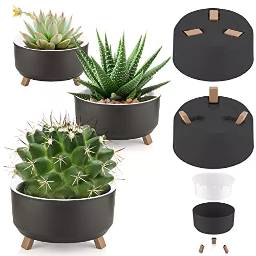 Uandu Blumentopf Set aus BPA-freiem Kunststoff für Zuhause – Pflanztöpfe und Übertopf