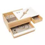 Umbra Stowit Design Schmuckkasten, Metall, Holz, Weiss/Nickel