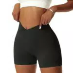 Vertvie Damen Gym Shorts V Cross Stretch Push Up Yoga Shorts - High Waist Fitness Hosen für Damen