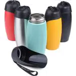 VIVAGLORY Hunde Wasserflasche Edelstahl mit großem Trog für unterwegs