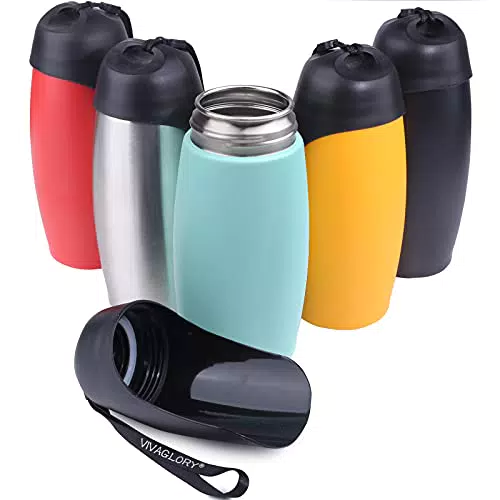 VIVAGLORY Hunde Wasserflasche Edelstahl mit großem Trog für unterwegs