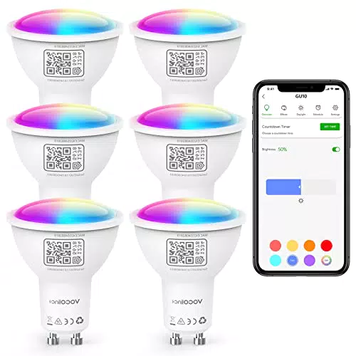 VOCOlinc GU10 Smart Glühbirne, RGBW, kompatibel mit Apple HomeKit, Alexa, Google Assistant