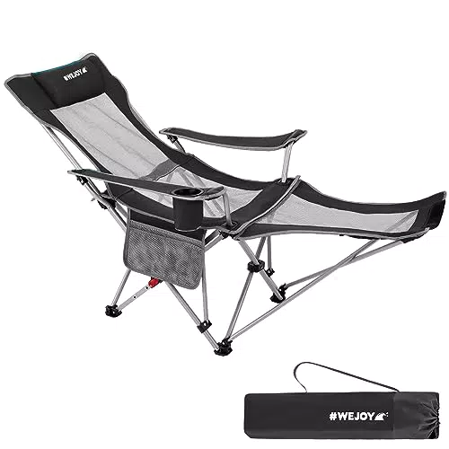 WEJOY Campingstuhl 2-in-1 Klappstuhl mit verstellbarer Rückenlehne und Fußstütze