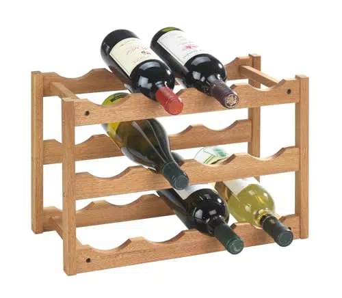 WENKO Weinregal Norway – Weinschrank für 12 Flaschen aus Walnussholz