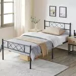 Yaheetech Modernes Metallbett mit Lattenrost für Schlafzimmer und Gästezimmer