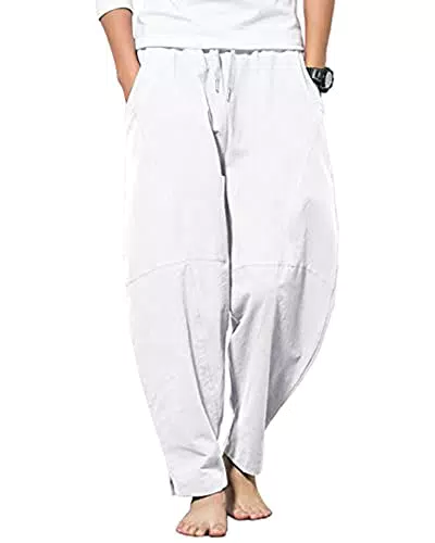 YAOBAOLE Herren Leinenhose Leichte Lange Strandhose für Herren