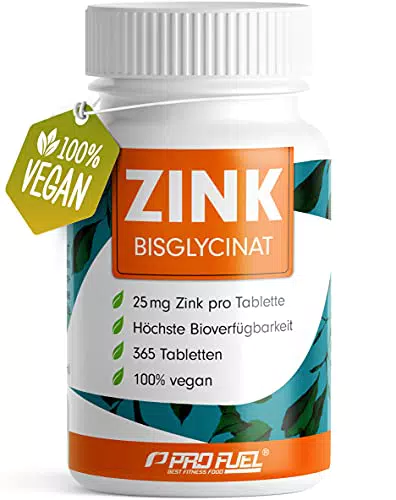 Zink-Bisglycinat Tabletten - Hochdosiert & Vegan - Laborgeprüft & Bioverfügbar - 1 Jahresvorrat