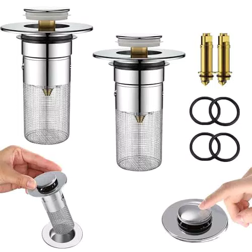 ZOYDP Waschbeckenstöpsel für 34-40mm Abfluss mit Haarsieb für Badezimmer und Küche
