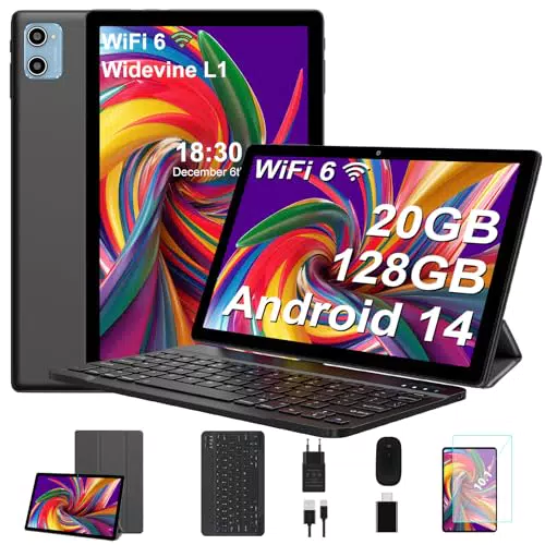Tablet 2024 - 10 Zoll, Android 14, 20GB RAM, 128GB ROM, Octa-Core, WiFi 6, Bluetooth 5.0