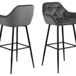 AC Design Furniture Bentley Barhocker aus Samt und Metall, 104 cm hoch