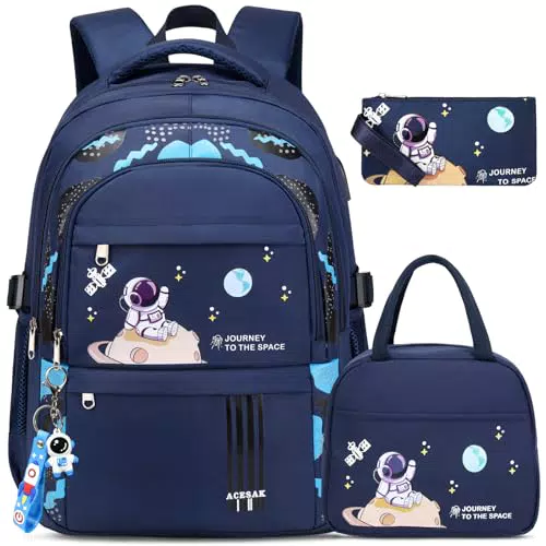 ACESAK Schulrucksack Jungen - Schulranzen mit Lunch Bag für Kinder und Teens