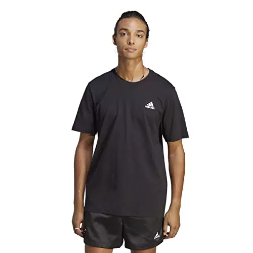 adidas Herren Essentials Single Jersey T-Shirt mit gesticktem Logo