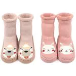 Adorel Hüttenschuhe für Babys, gefüttert, Anti-Rutsch, Modell: Häschen & Bärchen