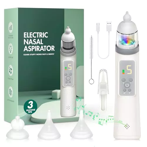 ADSAQOP Nasensauger für Babys, 5 Saugkraftstufen, wasserdicht, wiederaufladbar