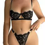 ADSEXY Sexy Dessous Damen Unterwäsche Set aus Spitze mit BH und Strumpfhalter