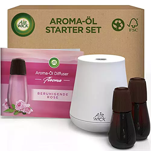 Air Wick Aroma-Öl Diffuser Starter Set mit 2 Nachfüllern - Beruhigende Rose