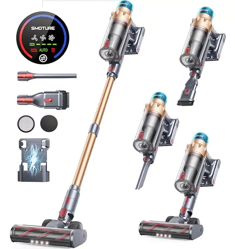 Brand Akku Staubsauger 45000Pa, 4-in-1 Kabelloser Staubsauger mit Automatikmodus