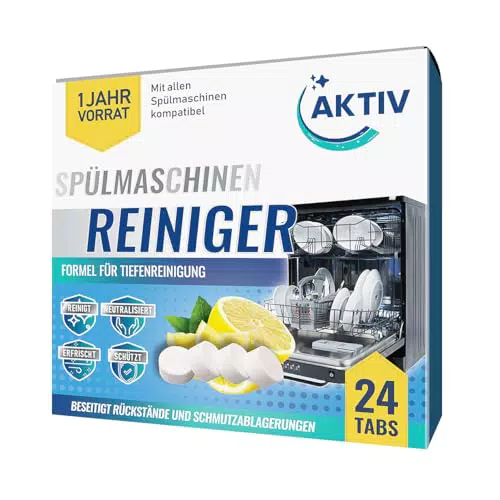 Aktiv Spülmaschinenreiniger Tabs - Extra starke Tiefenreinigung gegen Geruch und Kalk