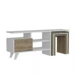Alphamoebel Nature TV Board Lowboard Fernsehtisch mit Beistelltischen, 120 x 29,5 x 49 cm