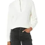 Amazon Essentials Damen Gerippter Pullover mit halbem Reißverschluss in lockerer Passform
