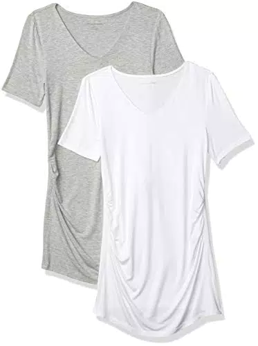 Amazon Essentials Umstands-T-Shirt mit V-Ausschnitt und Raffung