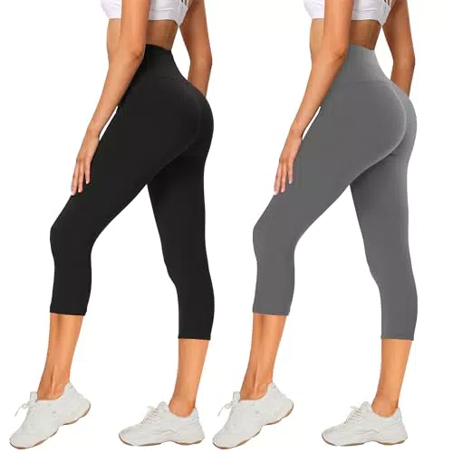 AMIYOYO Leggings Damen 3/4 High Waist Capri Blickdicht für Yoga und Fitness