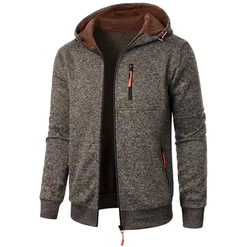 Herren Sweatjacke mit Kapuze - Langarm Reißverschluss Casual Hoodie