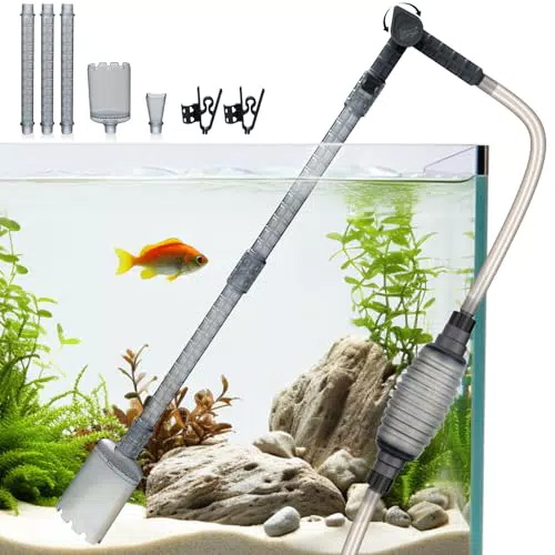 AQQA 3-in-1 Aquarium Mulmsauger mit Wasserdurchflussregler für Wasserwechsel