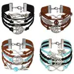 Aroncent Unisex Infinity Armband Lebensblume mit Flügel und Charm