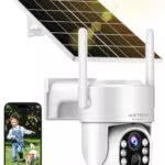 AUKTECH 4MP Überwachungskamera Solar, 360° Outdoor Kamera mit Nachtsicht und PIR-Sensor