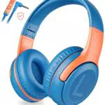 Kopfhörer für Kinder mit Mikrofon und Kabel für Schule und Freizeit, blau/grün - ideal für Jungen und Mädchen ab 3 Jahren