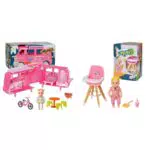 BABY Born Puppenfahrzeug mit Wohnwagen und Hochstuhl-Spielset für Luna