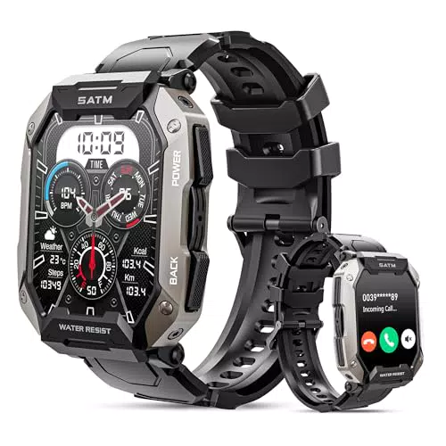 Bambooinn C20Plus Smartwatch Herren, wasserdicht, mit Telefonfunktion und Aktivitätstracker