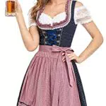 BENNIES Dirndl Damen Midi Trachtenkleid mit Dirndlbluse für Oktoberfest