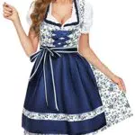 BENNIES Dirndl Damen Midi Trachtenkleid mit Dirndlbluse für Oktoberfest