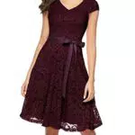 Berylove Damen V-Ausschnitt Kurz Kleid für Brautjungfern und Cocktailpartys