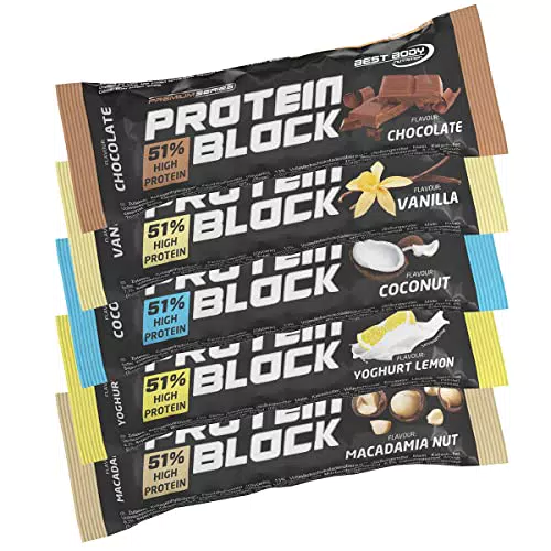 Best Body Nutrition Protein Block Mix Box - Schokoladen-, Vanille- und Kokosriegel