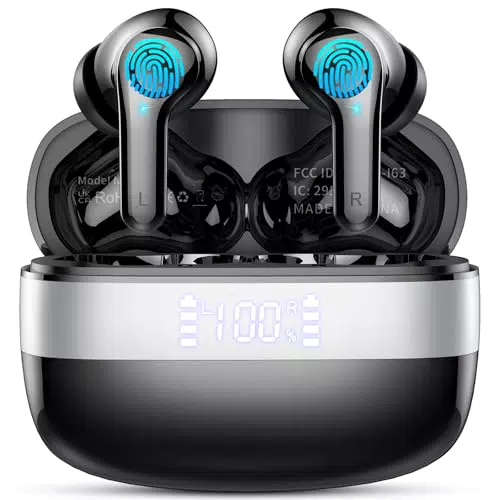 Bluetooth Kopfhörer mit 4 ENC Mikrofonen, IPX7 wasserdicht, 40 Std. Akku