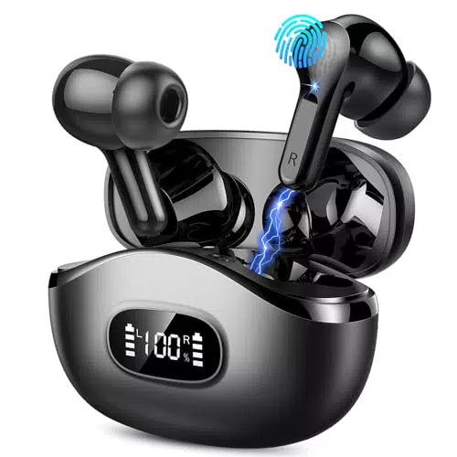 Bluetooth Kopfhörer mit 4 ENC Mikrofonen, Kabellos, IP7 Wasserdicht, 40H Akku