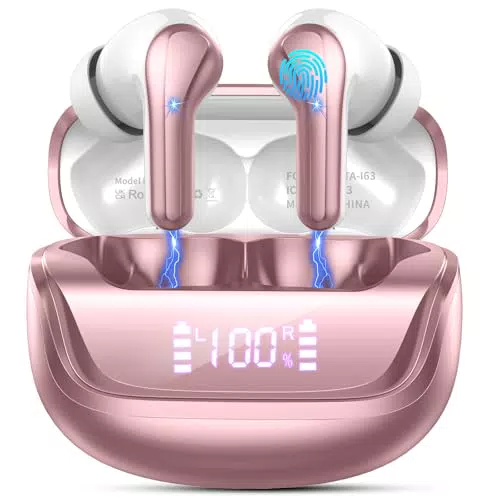 Bluetooth Kopfhörer mit ENC, IP7 Wasserdicht, 45H Akkulaufzeit, Tiefer Bass