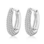 Silber Hoop Ohrringe für Frauen - Set mit kleinen Chunky Oval Huggie Ohrringen