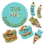 Bombasei Fondant Deko Set zur Einschulung – Essbare Tortendeko für Schulanfang