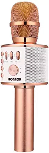 BONAOK Bluetooth Karaoke Mikrofon für Kinder – Drahtloses Mikrofon mit Lautsprecher