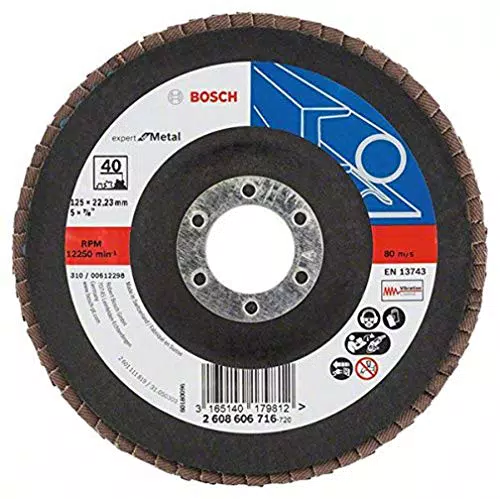 Bosch Professional Fächerschleifscheibe Ø 125 mm, Körnung 40 für Winkelschleifer