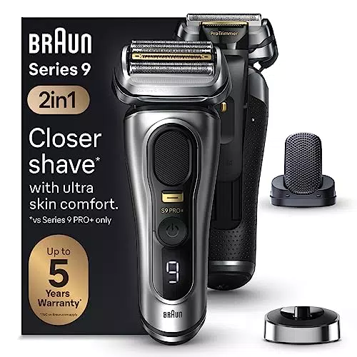 Braun Series 9 Pro+ Elektrorasierer mit 5 Rasierelementen und Ladestation