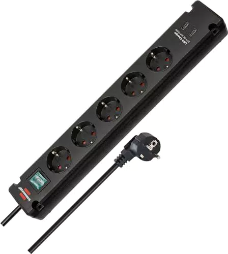 Brennenstuhl Bremounta Steckdosenleiste mit USB C-Ladefunktion und Schalter
