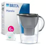 BRITA Wasserfilter Kanne Marella inkl. 6 MAXTRA PRO Kartuschen – Kalk- und Chlorreduzierung