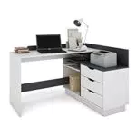 Schreibtisch Belfast von byLIVING, montierbar links oder rechts, Eiche/anthrazit, Holzwerkstoff, Hellbraun
